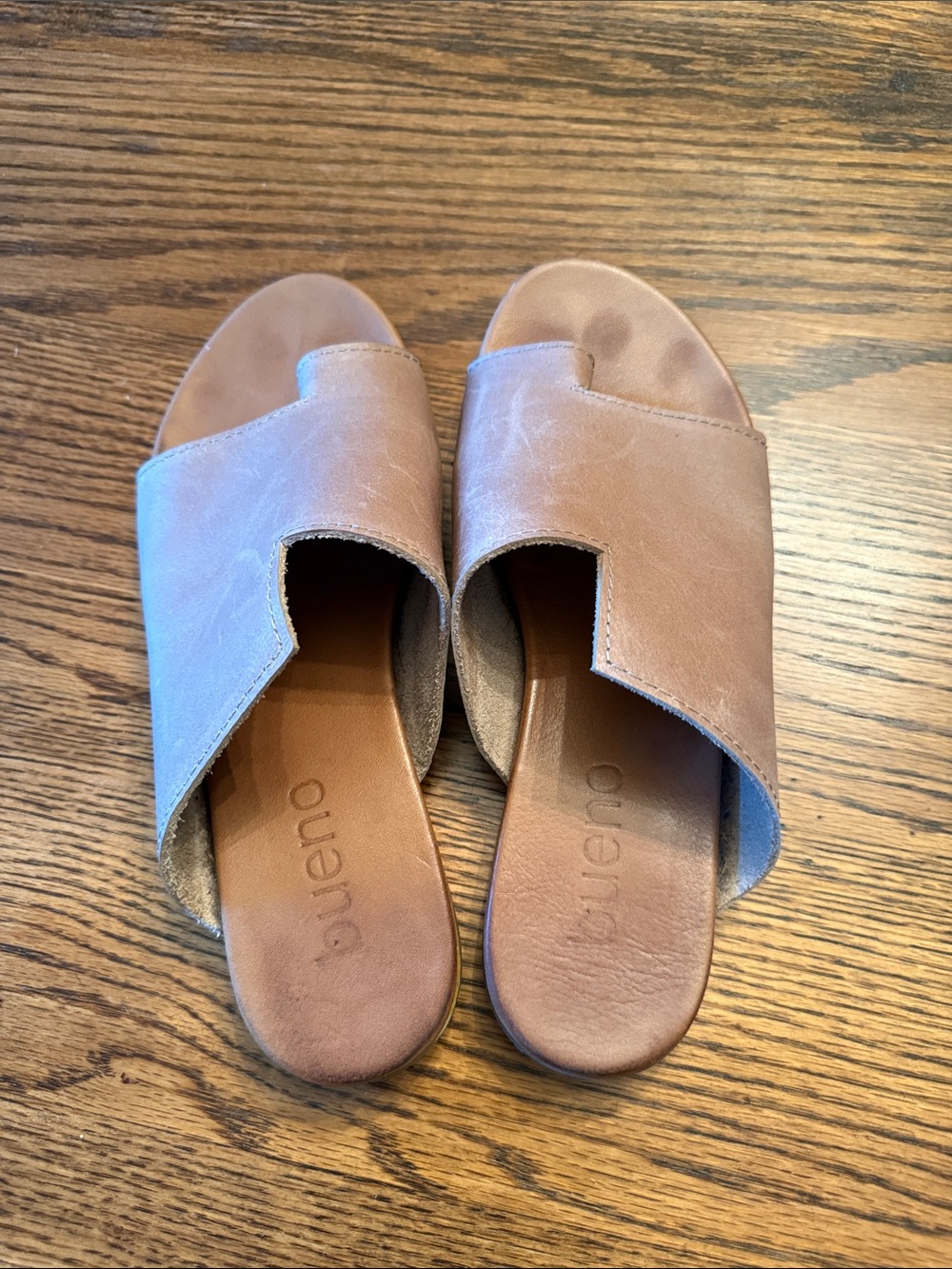 Bueno Leather Cutout Mule Slides Taupe Boho Minimalist Sandals EU 40
